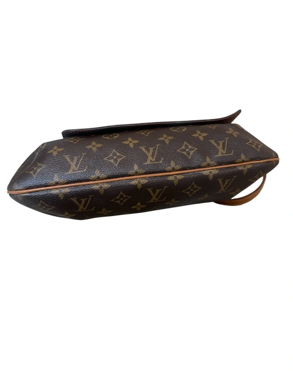 Louis Vuitton Monogram Canvas Messenger Bag with Tan Strap